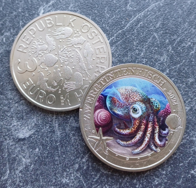 3Euro Rolle Österreich 2024 Zwergtintenfisch